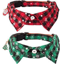 ADOGGYGO Fall Plaid Dog Collar 2 Pack, Thanksgiving Dog Bow Tie - Small / Christmas Shirt Collar