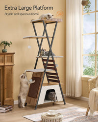 72.4" Modern Cat Tree for Indoor Cats, Multi-Level Cat Condo – Essentials for Cats - Camel Brown - image 3