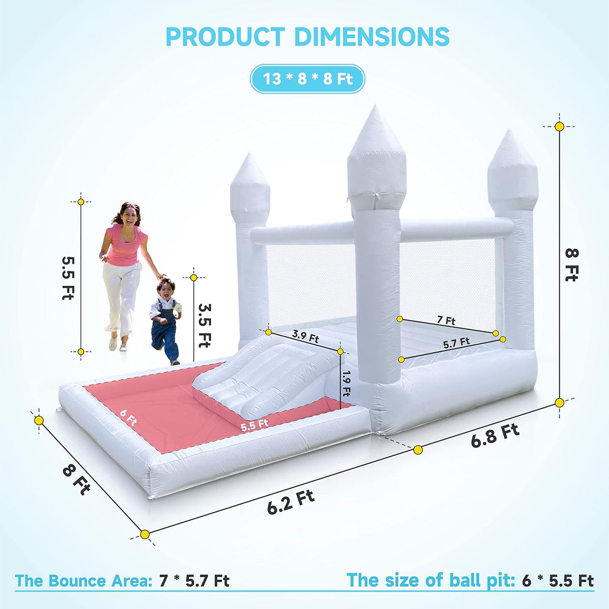 Cessbong white inflatable bounce house for kids with ball pool and UL blower - view 3