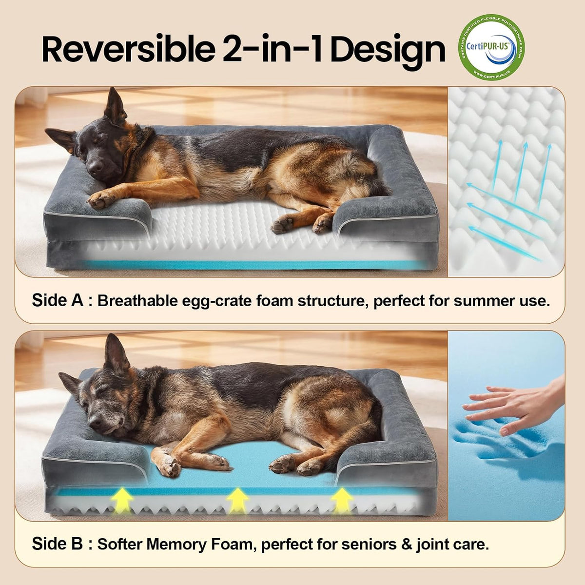 OhGeni Orthopedic Extra Large Dog Bed Couch, Memory Foam - image 2