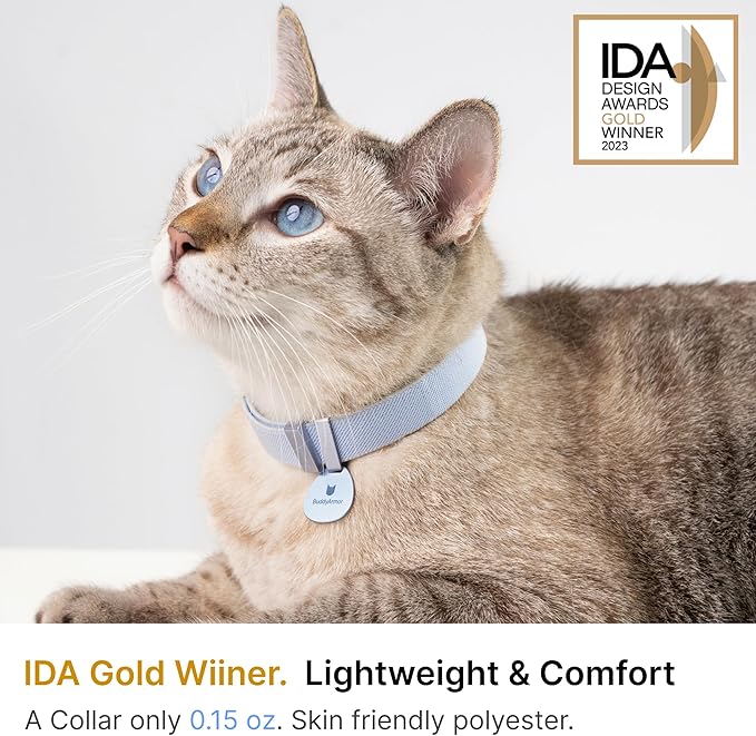 Safety Cat Collar Pro - U.S. IDA Gold Awarding Design, Elastic Quick Release Cat Collar with Buckle Non Breakaway - Lightweight for Kitten All Small Large Cats (Glacier Silver, S 5.9-11.8")