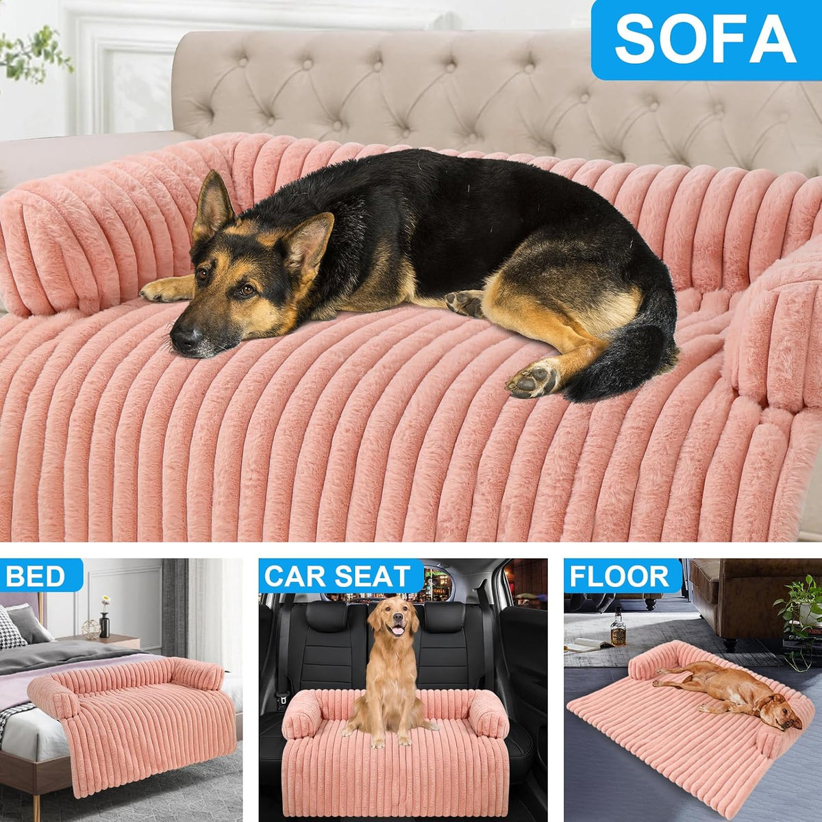 Luxurious Dog Couch Bed, Dog Couch Cover - XX-Large(51.1*41.3*6 In) / Pink - image 2