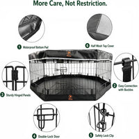 Puppy Playpen with Bottom Pad and Door, 8 Panels 24" H - Black / X-Small Pen: 24-Inch High / Playpen+Bottom+Top Cover - image 2