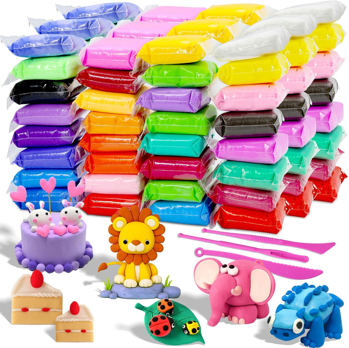 MuseLuxe Air Dry Clay - 32 Colors Modeling Clay Kit with 3 Sculpting Tools – Fun for Kids & Family - 96 Colors