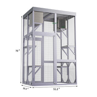 Outdoor Wooden Catio Multi-functional Cat Enclosure, 4 Platforms & 2 Napping Houses, 2 Strong Locks, Rounded Corner, Ste