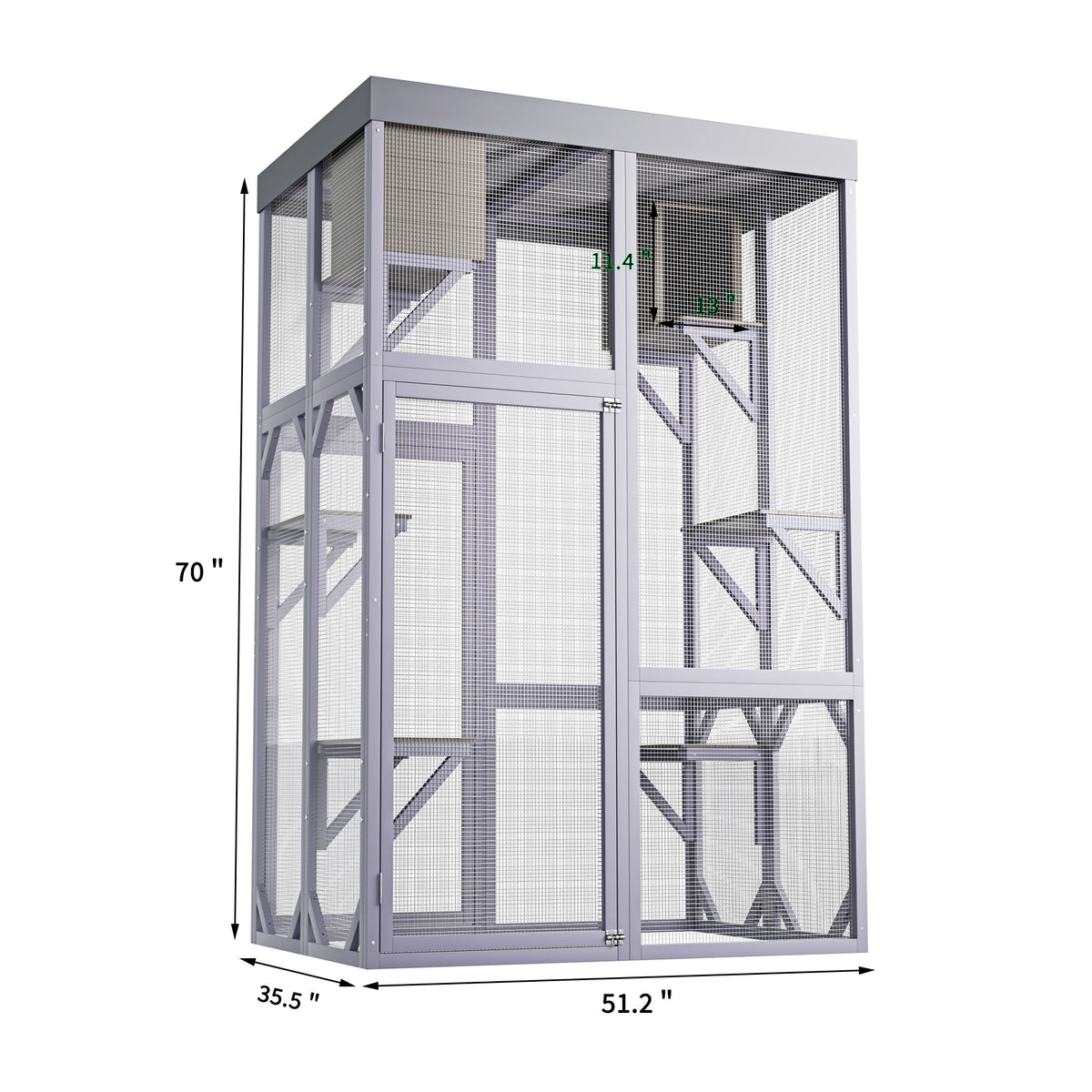 Outdoor Wooden Catio Multi-functional Cat Enclosure, 4 Platforms & 2 Napping Houses, 2 Strong Locks, Rounded Corner, Ste