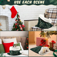 Self Heating Cat Sleeping Bag Indoor Self Warming Cat Bed Cave Heated - Christmas Style / Green - image 3