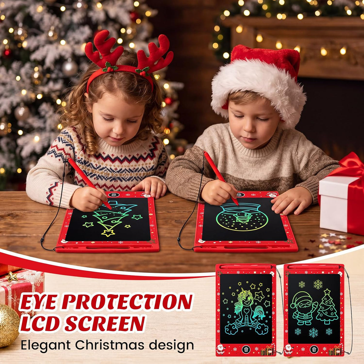 Zhehao 20 Pack 8.5 Inch LCD Writing Tablet Drawing Board - Red / Christmas - image 3