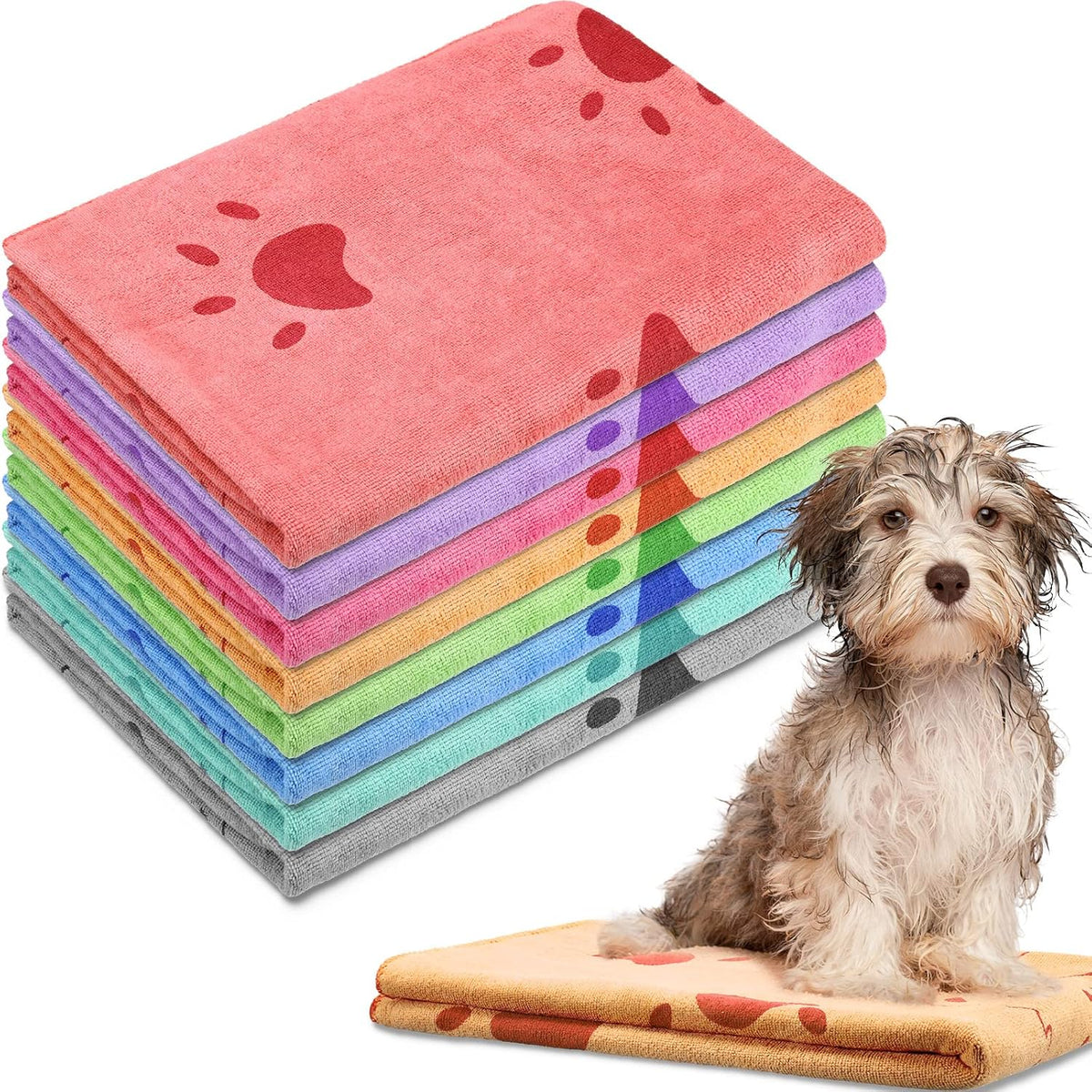 8 Pcs 55 x 28" Dog Towels Absorbent Microfiber Bath Drying Towels