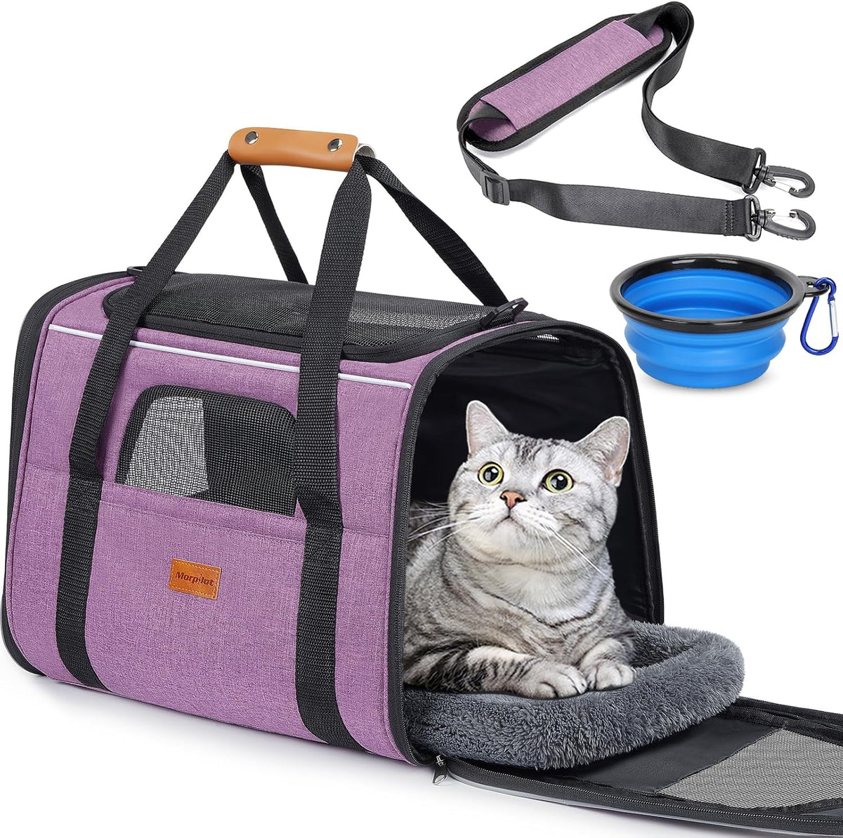 Morpilot Cat Carrier Soft for Large Medium Cats and Puppy up to – Essentials for Dogs - Purple / 17.3"L x 12.2"W x 13.4"H