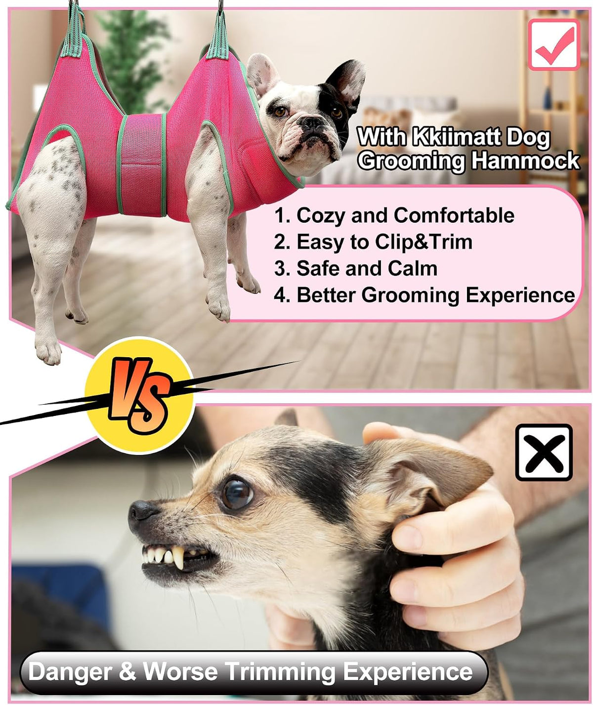 Kkiimatt Dog Grooming Hammock - X-Small 8-14 LB/Pink - image 2