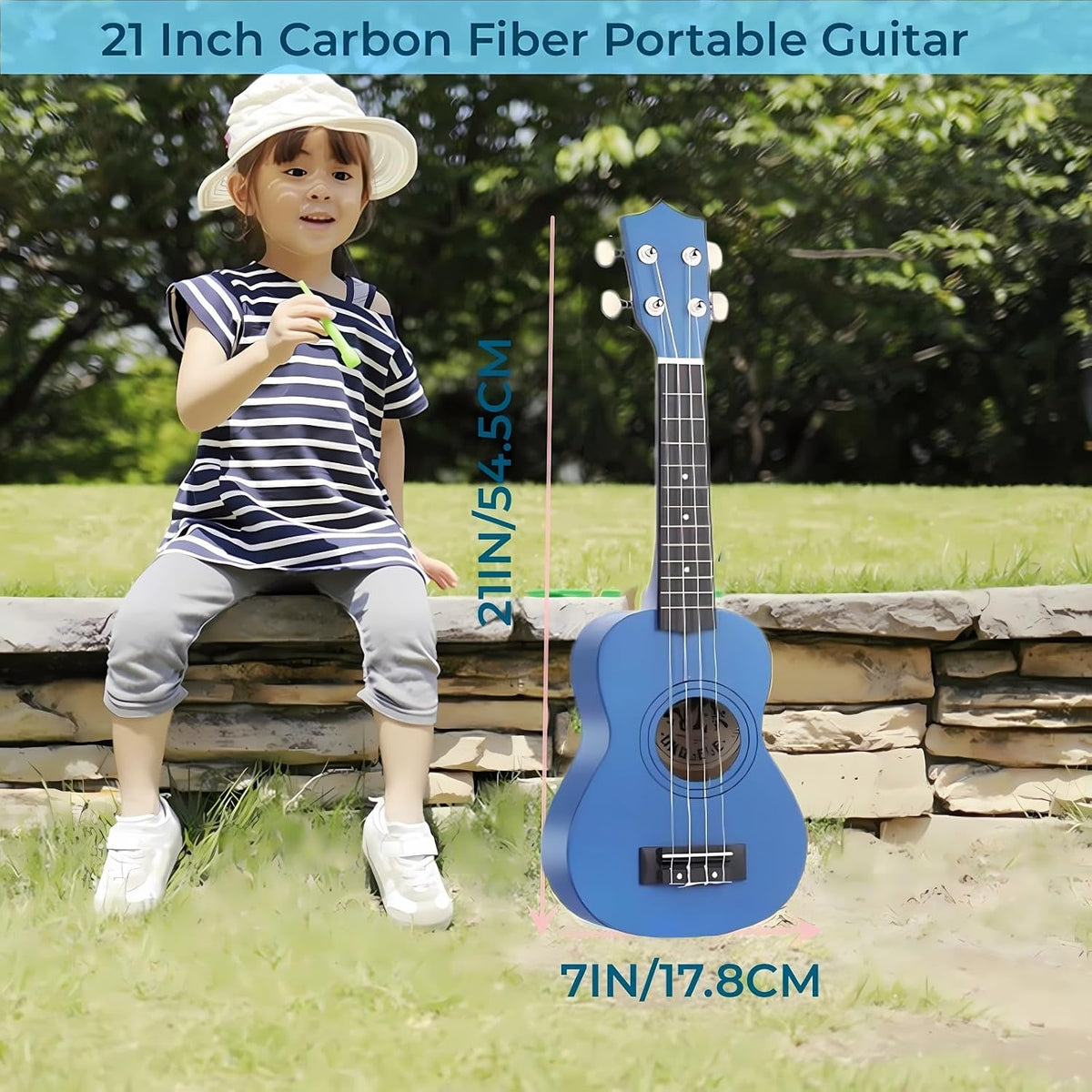 Jakeloo 21 inch pink wooden acoustic guitar with 4 strings for beginners - view 11