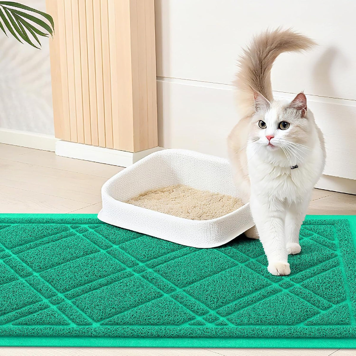 Smiry Cat Litter Box Mat 30x17 - 47x32 / Green - image 3