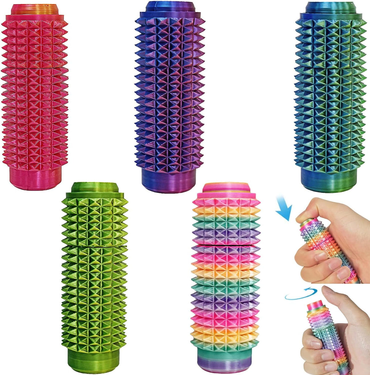 3PCS Little Ouchies Spiky Fidget Keychain for Adult – Fun for Kids & Family - 5PC-STYLE1