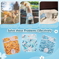 SlowTon Reusable Dog Diapers Female, Washable Doggy Diapers - X-Small (Newborn-9''Waist) / B.Flora - image 4
