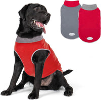 2 Pack Fleece Dog Sweater Pullover Lightweight Reflective Jacket – Essentials for Dogs - 3# Red & Grey / XX-Large