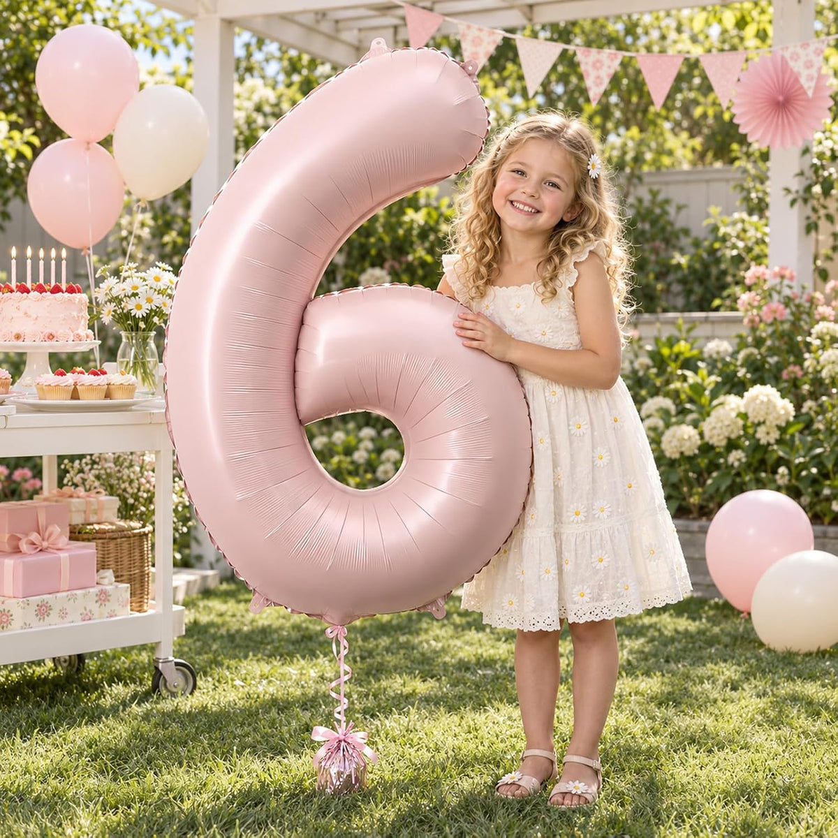 40'' Purple K-pop Number 5 Balloon for Girl 5th Birthday Party - Baby Pink / Number 6 - XXL - image 3