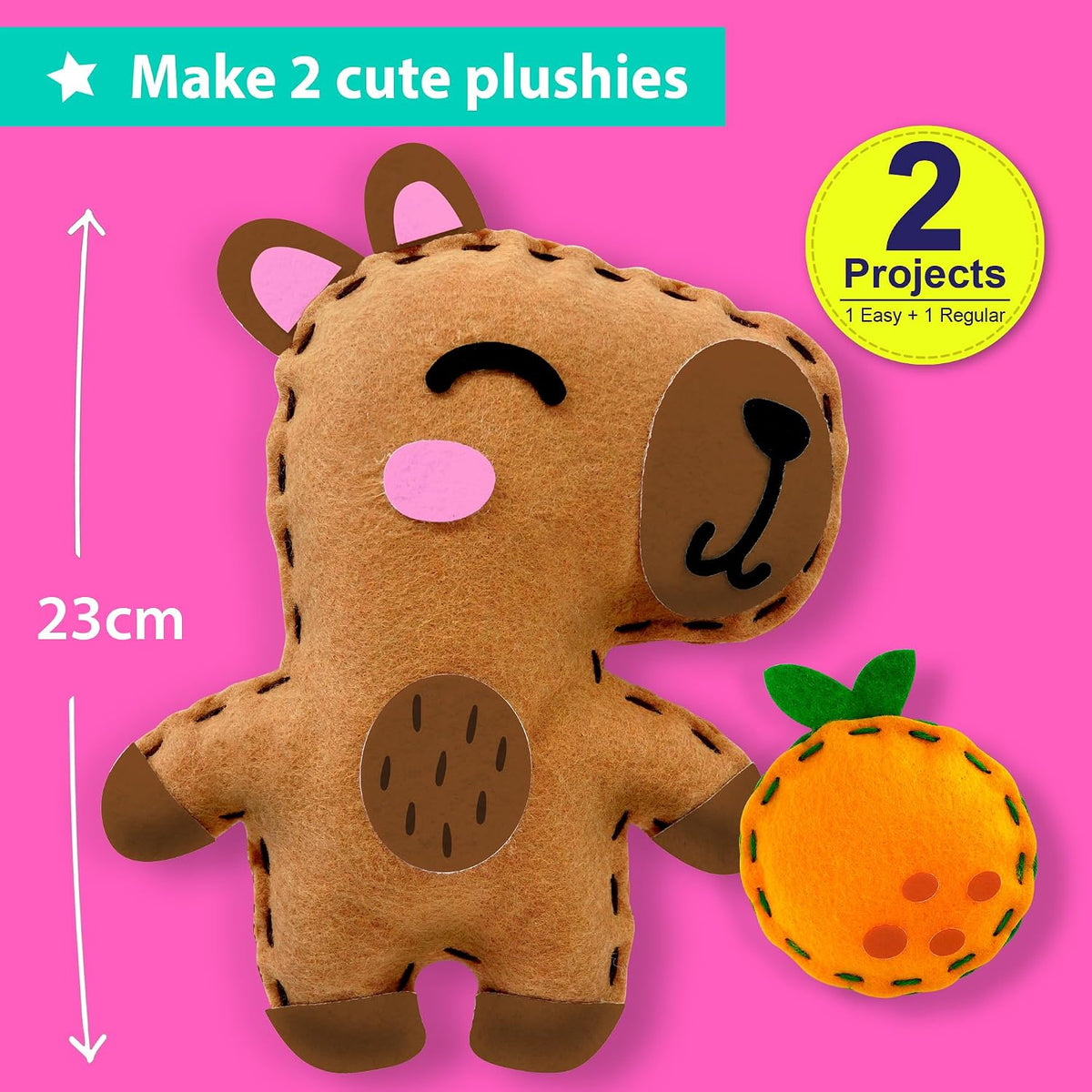 KRAFUN Beginner Sewing Kit, Sew Kitten & Mouse, Pre-Cut Felt - Capybara - image 3