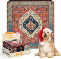 Lahome Botanical Washable Reusable Pee Pads for Dogs, 36x48 - Red / 2FT x 2FT (Pack of 2)
