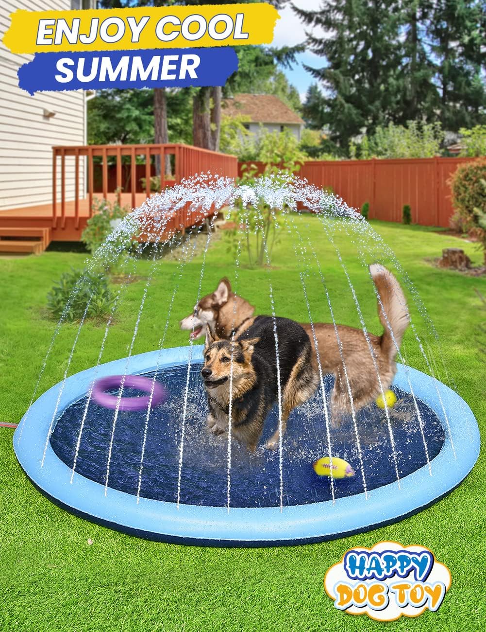 Splash Pad Non-Slip Dogs Cool Sprinkler Pool Extra Large Splash Pads – Fun for Kids & Family - 97 inch