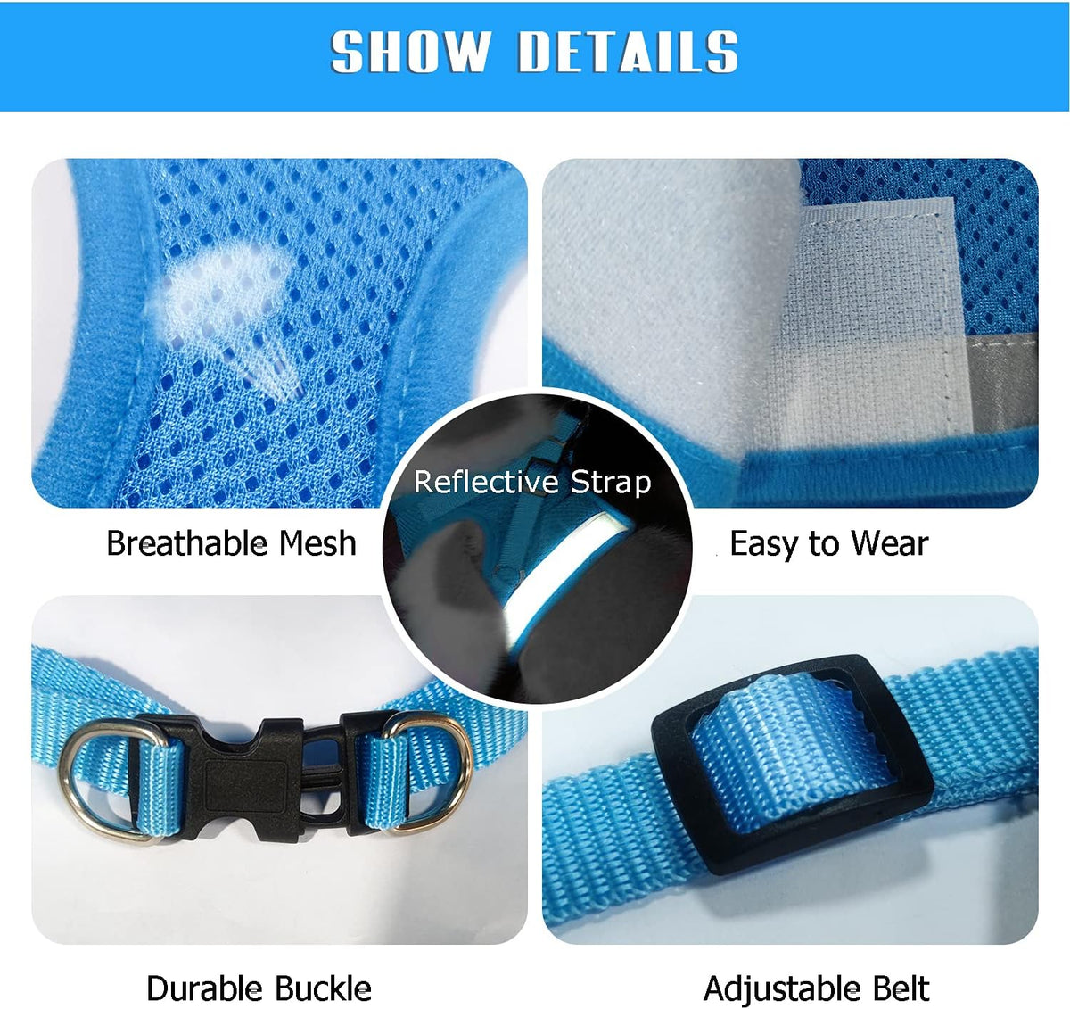 FEimaX Dog Harness and Leash Set for Walking - Azure / X-Small - image 3