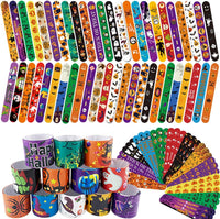 SUNPROUND Halloween slap bracelets with pumpkin, ghost, bat and witch prints - view 3