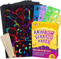 FUNNYB&G 100 Pcs Rainbow Scratch Paper Art for Kids Arts and Crafts - 8*11 inch / 60