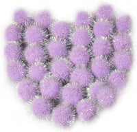 VAPKER 30 Pcs Cat Ball Toys Sparkle Balls Extra Large 2 Inch Cat's Favorite Chase Glitter Ball Glitter Tinsel Pom Poms Balls Purple Color