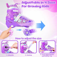 Kuxuan Adjustable Roller Skates with Fun Illuminating Rollerskate - Star Purple / Small - Little Kid(10C-13C) - image 3