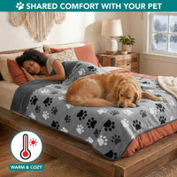 PetAmi Waterproof Dog Blanket, Leakproof Pee Proof Cat Blanket - Paw Print Gray / X-Large (60x80) - image 3