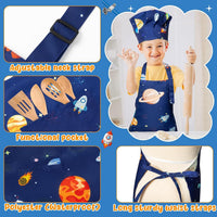 4Pcs Kids Apron and Chef Hat Set Gift for Girls Boys - Planet - image 3