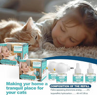 Cat Calming Diffuser, Cat Pheromones Calming Diffuser, Effectively Relieve Anxiety Stress Cat Diffuser Calming Multicat with 2 Diffuser + 4 Refill 48ml Last 120 Days Fits All Cats