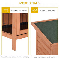 PawHut 54" 2-Story Large Rabbit Hutch Bunny Cage Wooden Pet House Small Animal Habitat with Lockable Doors, No Leak Tray and waterproof Roof for Outdoor/Indoor Orange