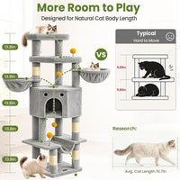 Cat Tree Tower for Indoor Large Adult Cats - Light Grey - image 4