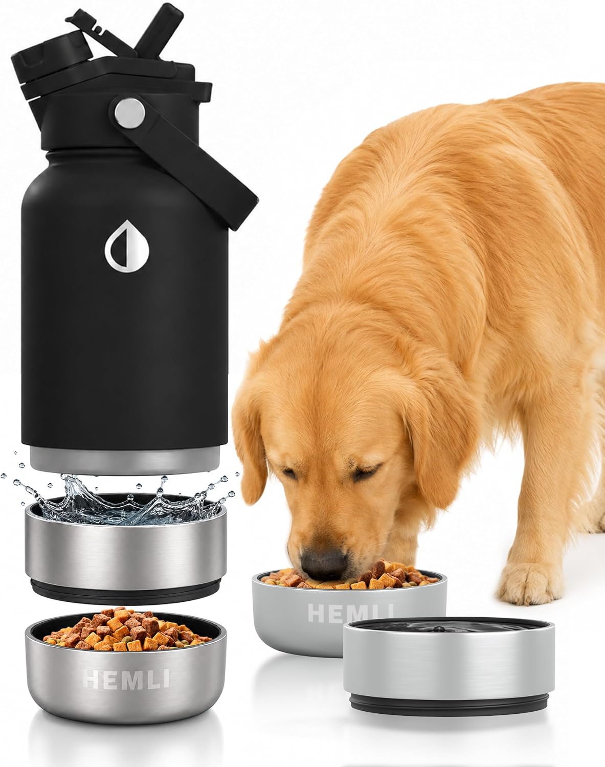 32 oz. Dog Water Bottle, Insulated Dog Travel Water Bottle - New Black / 32 oz