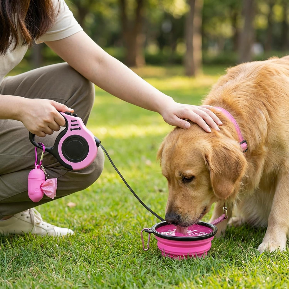 PETIMP Retractable Dog Leash Lightweight 16FT Leash Set – Essentials for Dogs - PINK - image 2