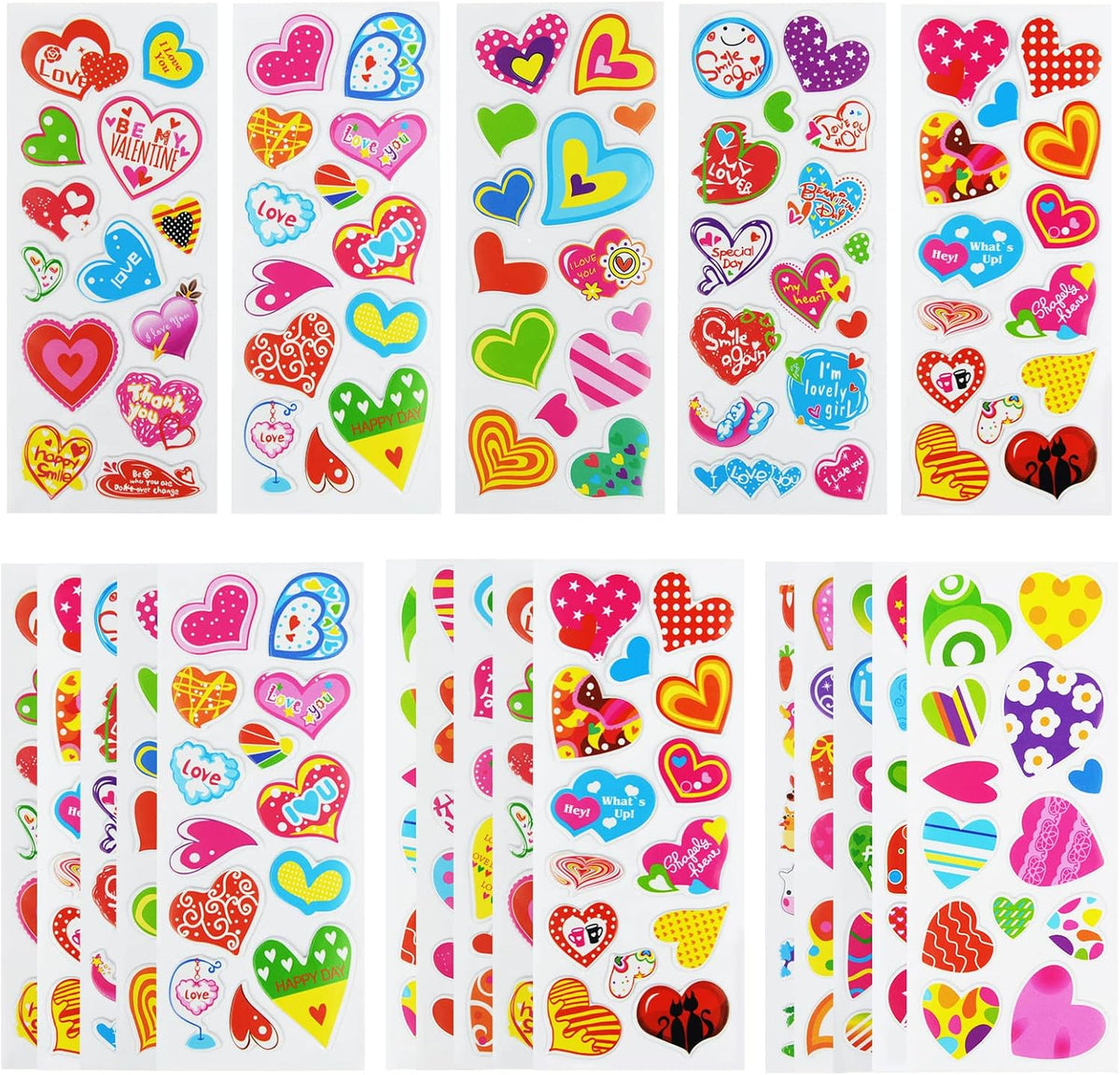 24 Sheets 3D Puffy Stickers for Toddlers Kids Boys Girls – Fun for Kids & Family - Hearts