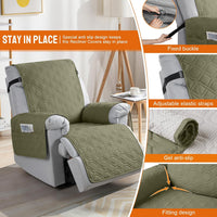 VANSOFY 100% Waterproof Recliner Chair Covers - Olive Green / 23.6" - image 3