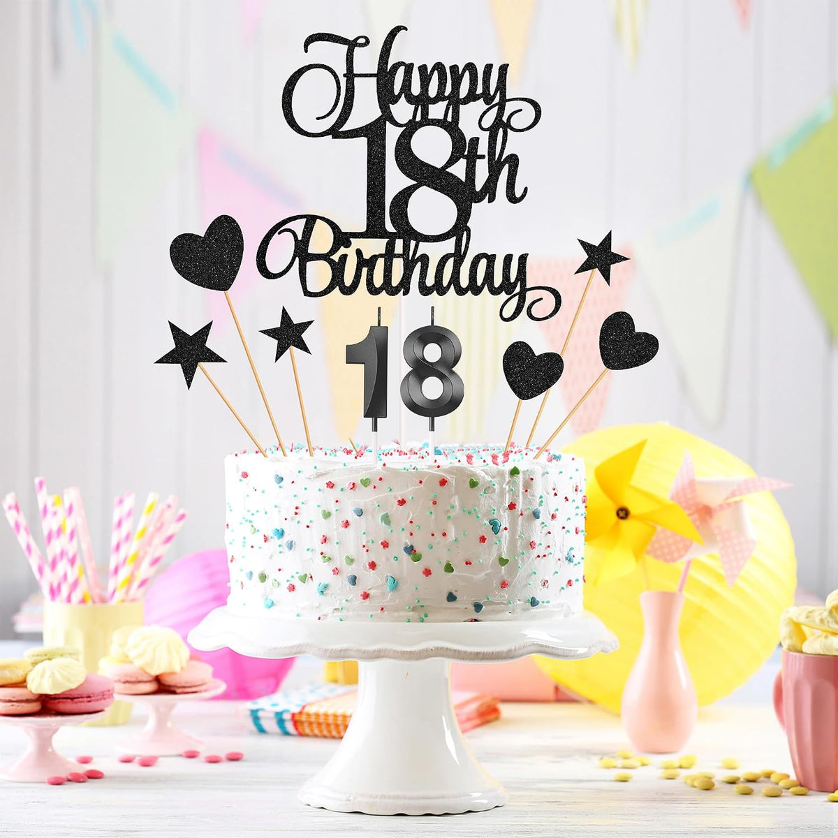 18th Birthday Cake Decorations - Black - image 4