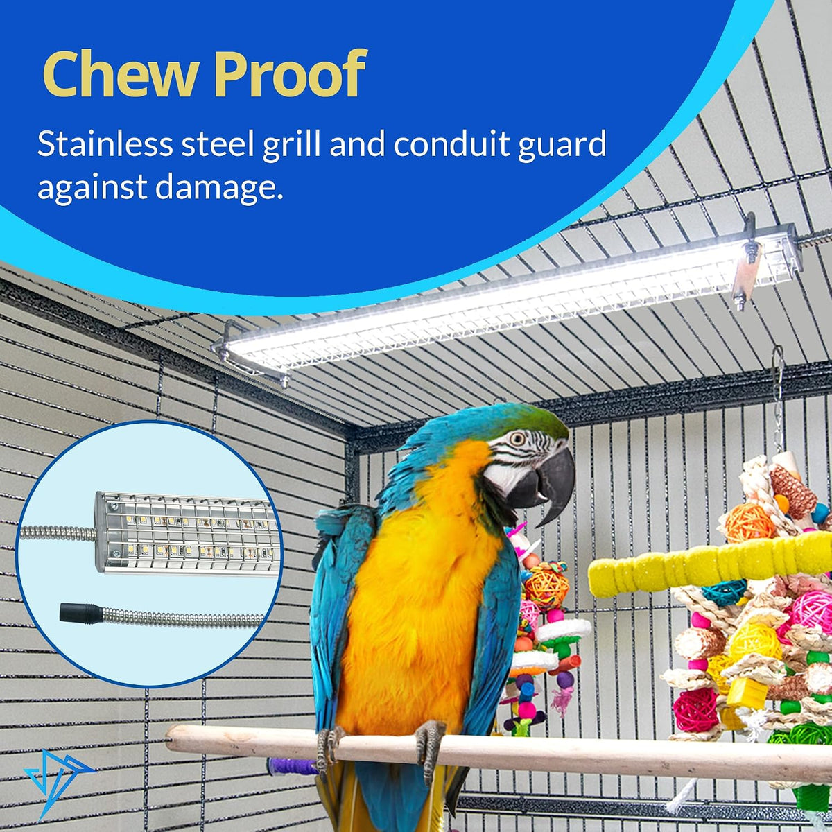 HappyBird Lighting Bird Cage Light with Chew Guard - Hookbill Light / 18" - image 4