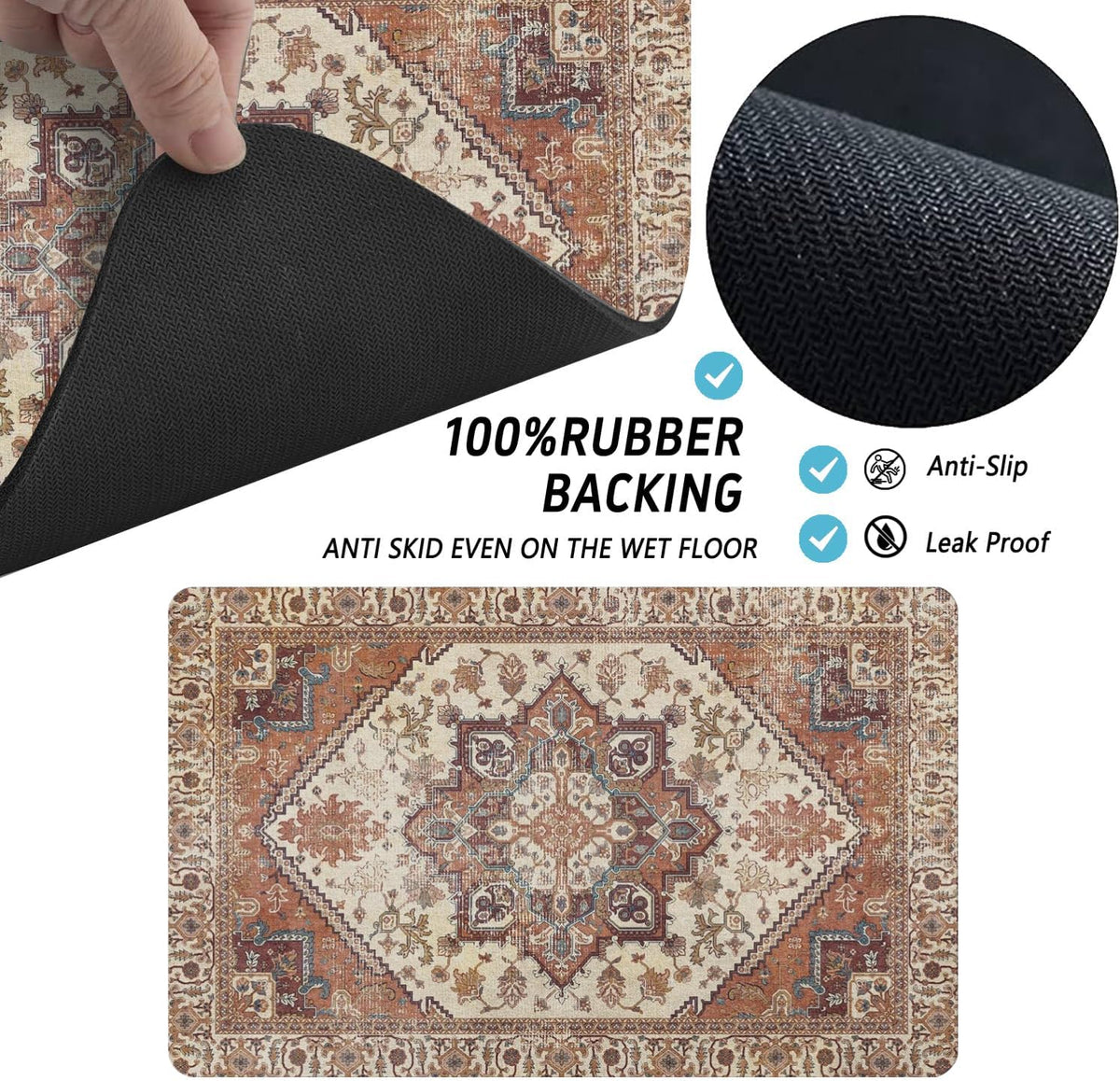 Dog Food Mat for Floors, Absorbent Pet Cat Food Bowl Mat - Bohemia / 20"L x 12"W - image 4
