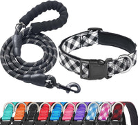 Ladoogo Reflective Dog Collar Padded with Soft Neoprene - Black/White / Medium