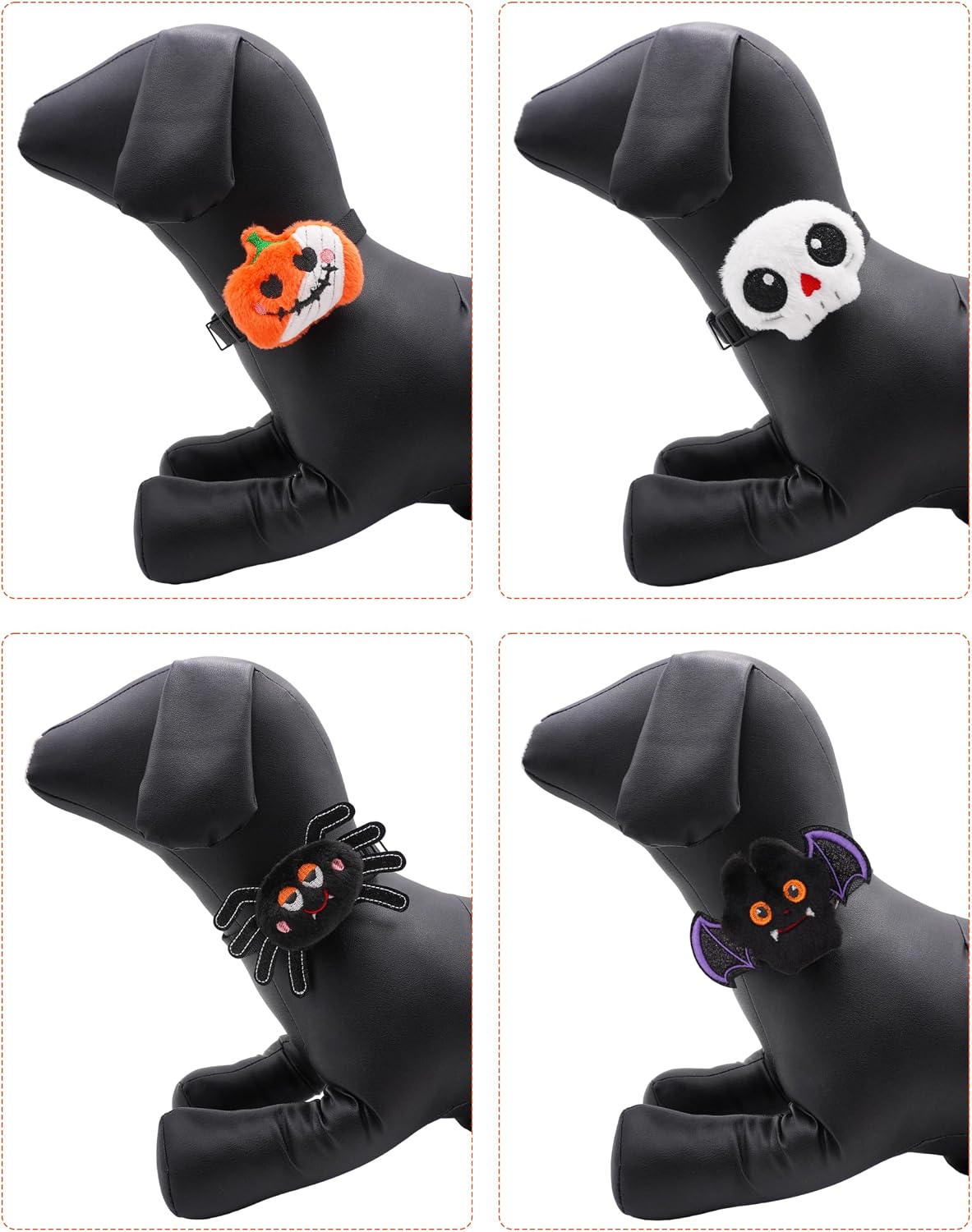 PET SHOW 4 Pack Small Dog Bows Sliding on Collar Attachment – Essentials for Dogs - Halloween - image 3