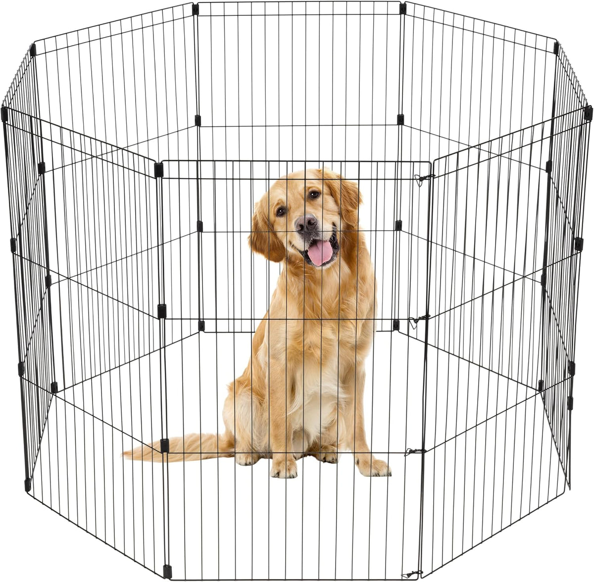 IRIS USA 8-Panel Exercise Pen, Heavy Duty - 42"H / Black