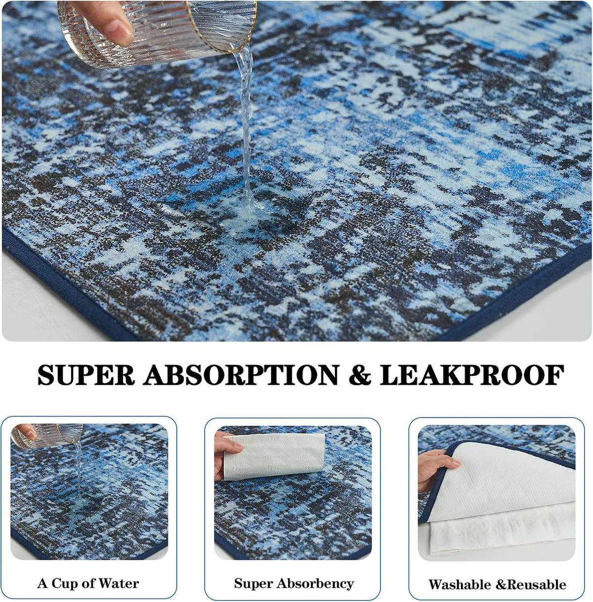 Washable Pee Pads for Dogs, Reusable Puppy Pads 36"x 41" 2 Pack – Essentials for Dogs - Tie Dye Blue / 36"*24"(Pack of 4) - image 2