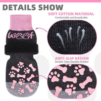 Dog Socks Shoes for Hot Pavement to Prevent Licking Paws - PINK / Medium (4 Pack) - image 3