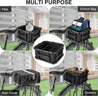 Bike Basket Rear with Liner,Waterproof Cover,Cargo Net Large Rear Bike Basket,Heavy Duty Bicycle Rear Basket for Electric Bike, Ebike,Great for Bike Trip,Carrying Grocery,Ball,Dog