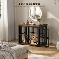 Lyromix 48'' XXL Dog Crate Furniture with 3 Doors for Large Dogs – Essentials for Dogs - Walnut / 33.1"L x 22.1"W x 26.0"H - image 4