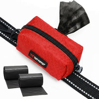 Tuff Pupper Dog Poop Bag Holder, Works with Any Dog Leash - March Red