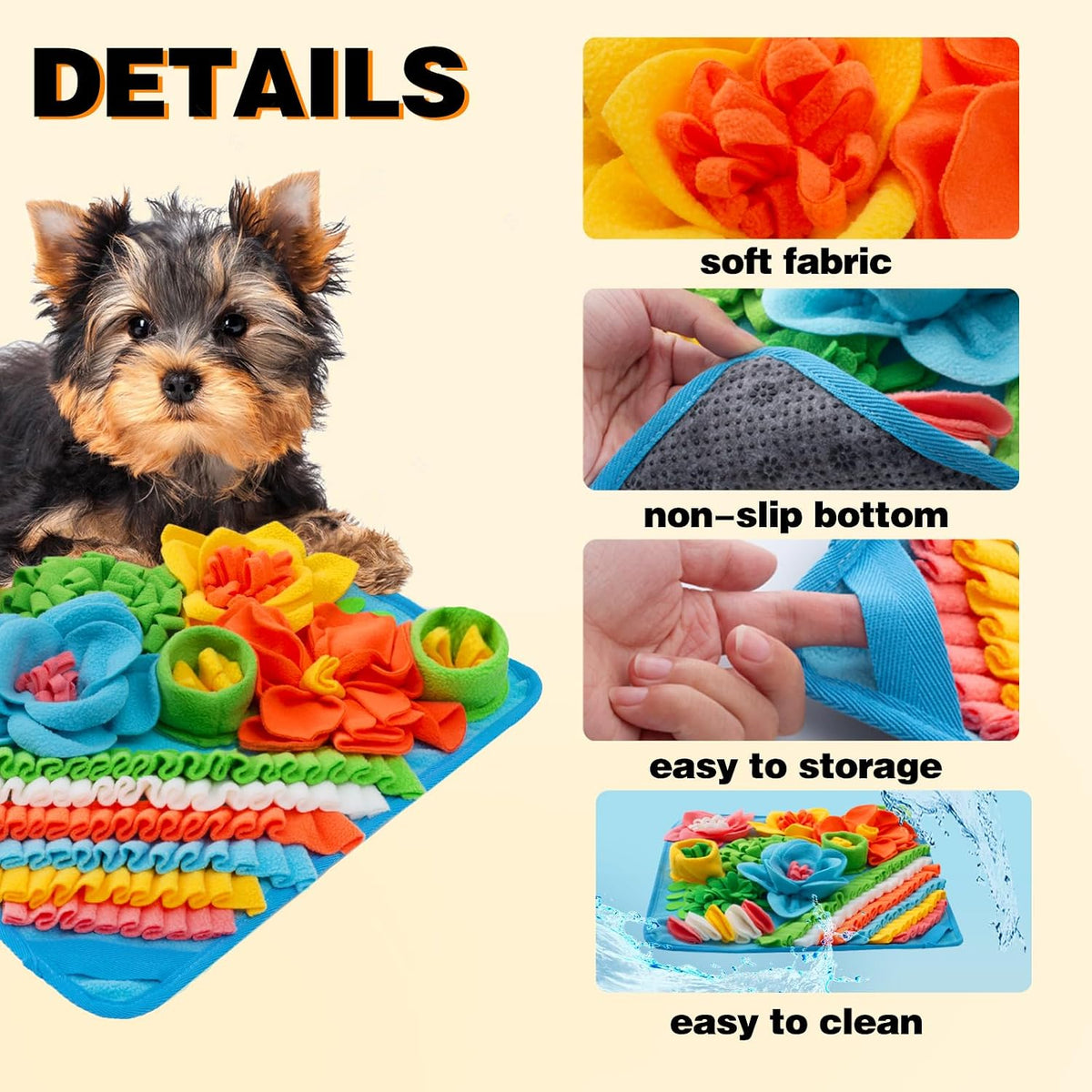 Snuffle Mat for Dogs, Sniff Mat Slow Feeding Mat for Small Pets Cats, Rabbits - Help Stress Relief - Blue - image 2